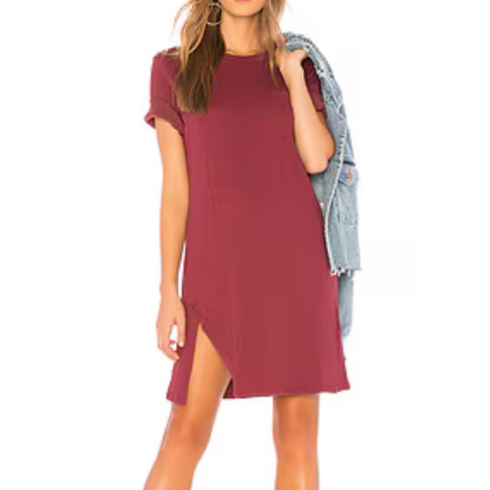 MINKPINK Collection Textured Tee Dress in Burgundy Size XS